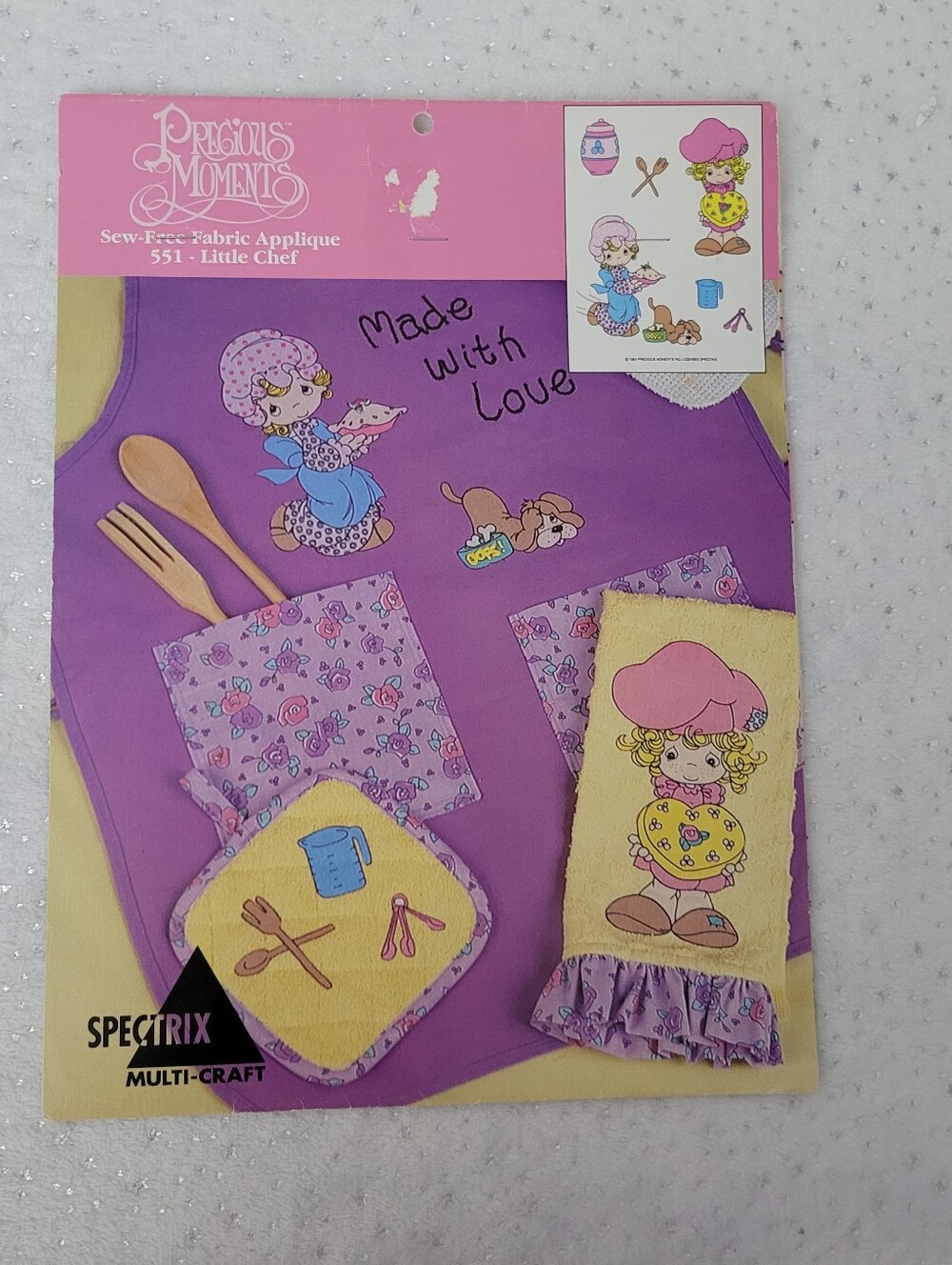 Precious Moments  Purple and Yellow Little Chef Sew-Free Fabric Applique Set
